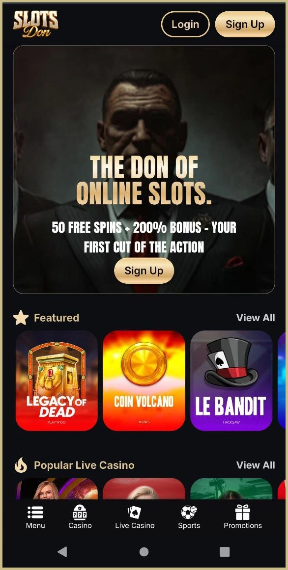 Compact overview of Slotsdon homepage