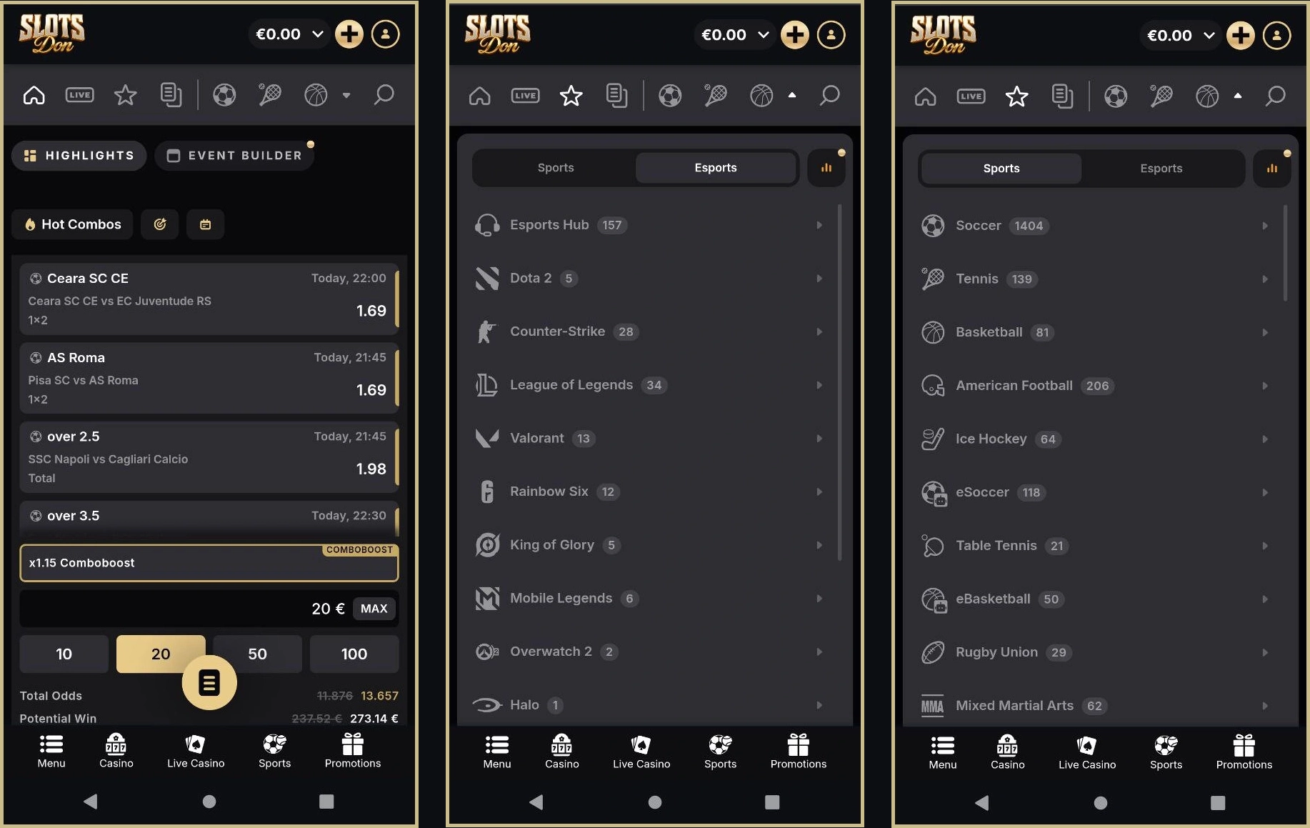 Live sports betting in real-time at Slotsdon