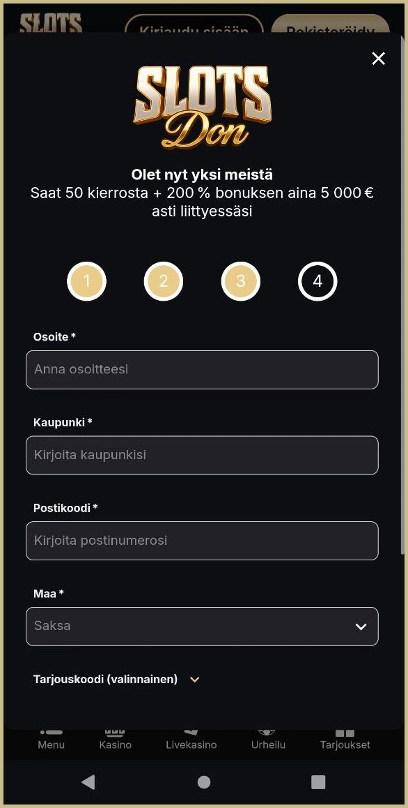 Nopea ja helppo rekisteröityminen Slotsdonilla