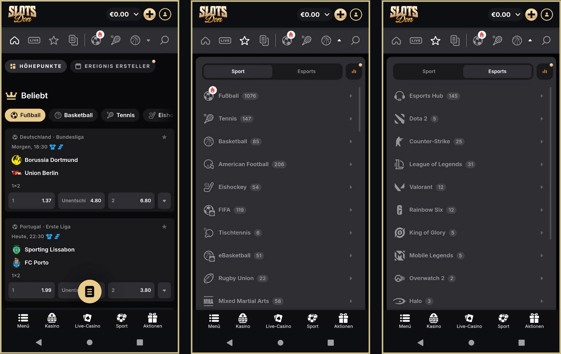 Pre-Match-Wetten bei Slotsdon 