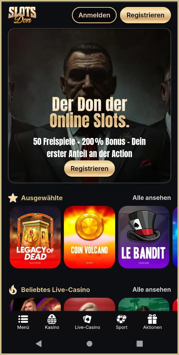 Übersicht der Slotsdon -Hauptseite