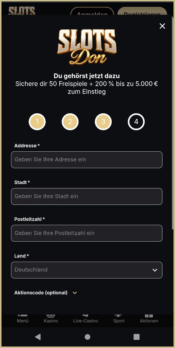 Schnelle und einfache Registrierung bei Slotsdon