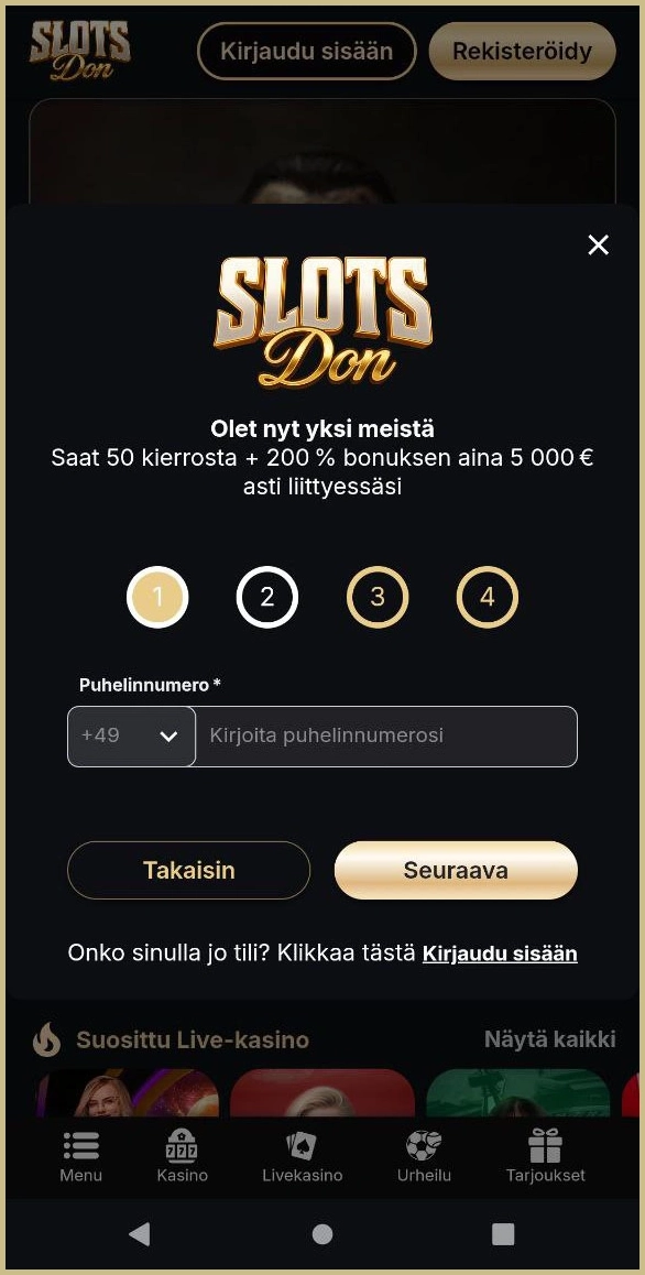 Pikainen rekisteröityminen uusille pelaajille Slotsdonilla