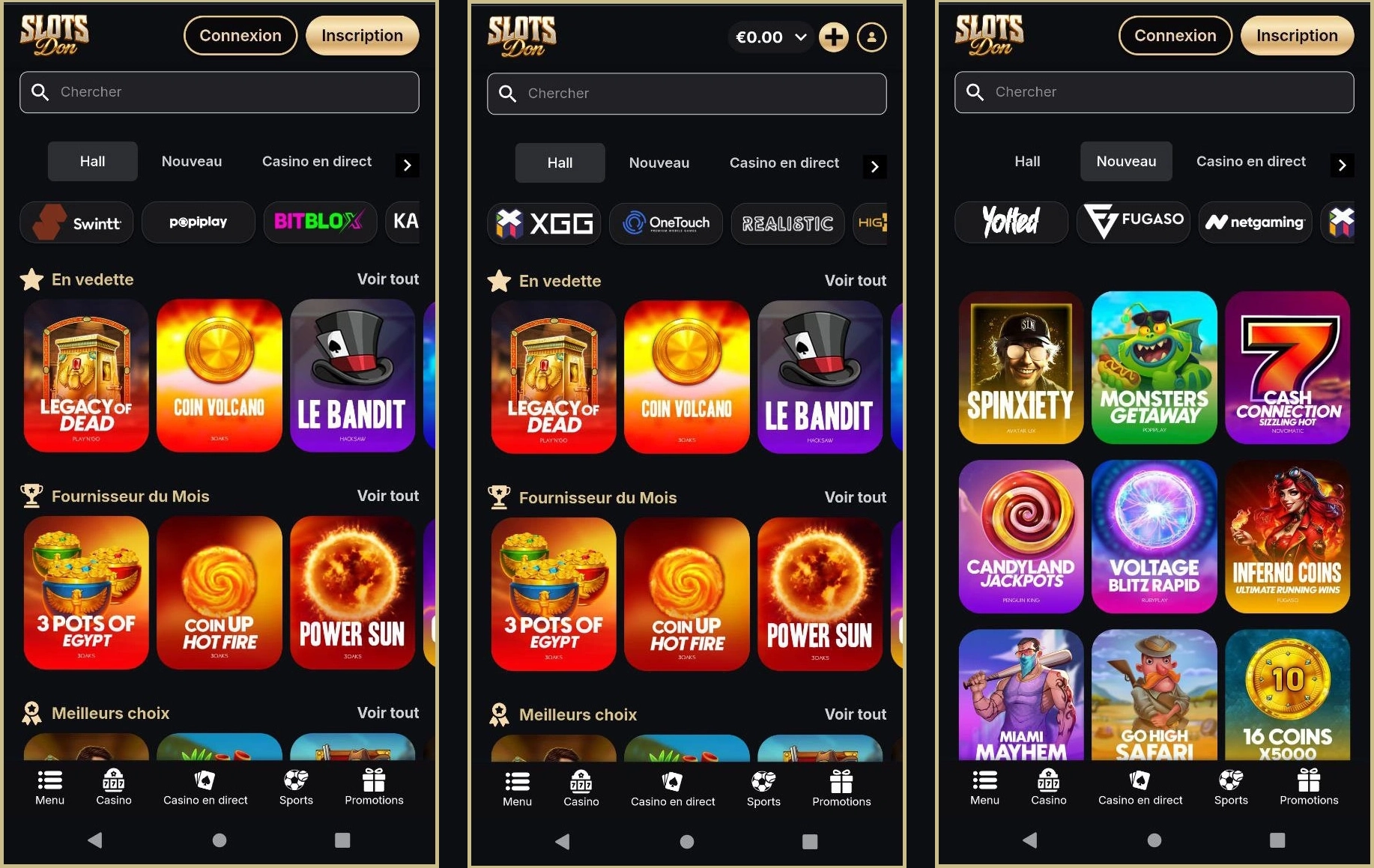 Collection complète de toutes les machines à sous chez Slotsdon